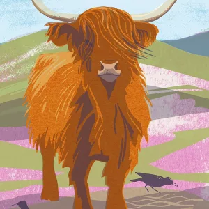 Highland Cow Notebook, with ELASTIC PAGE MARKER